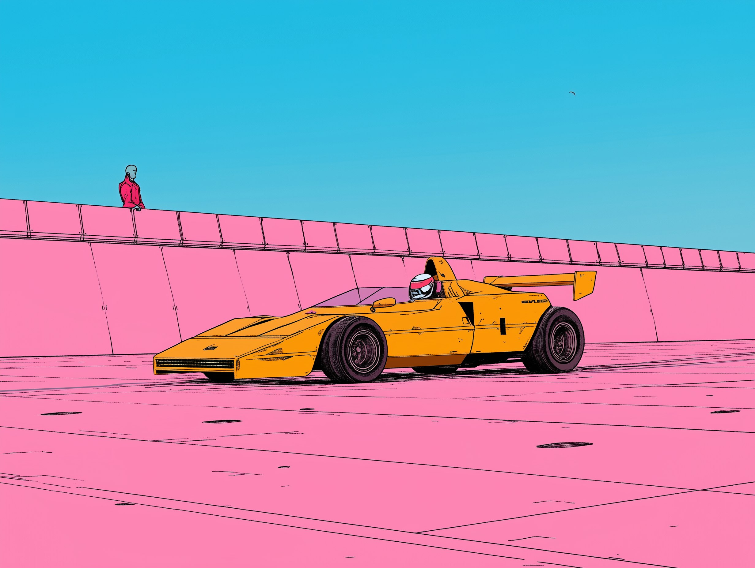 https://www.lummi.ai/illustration/striking-yellow-race-car-with-observer-7uebd