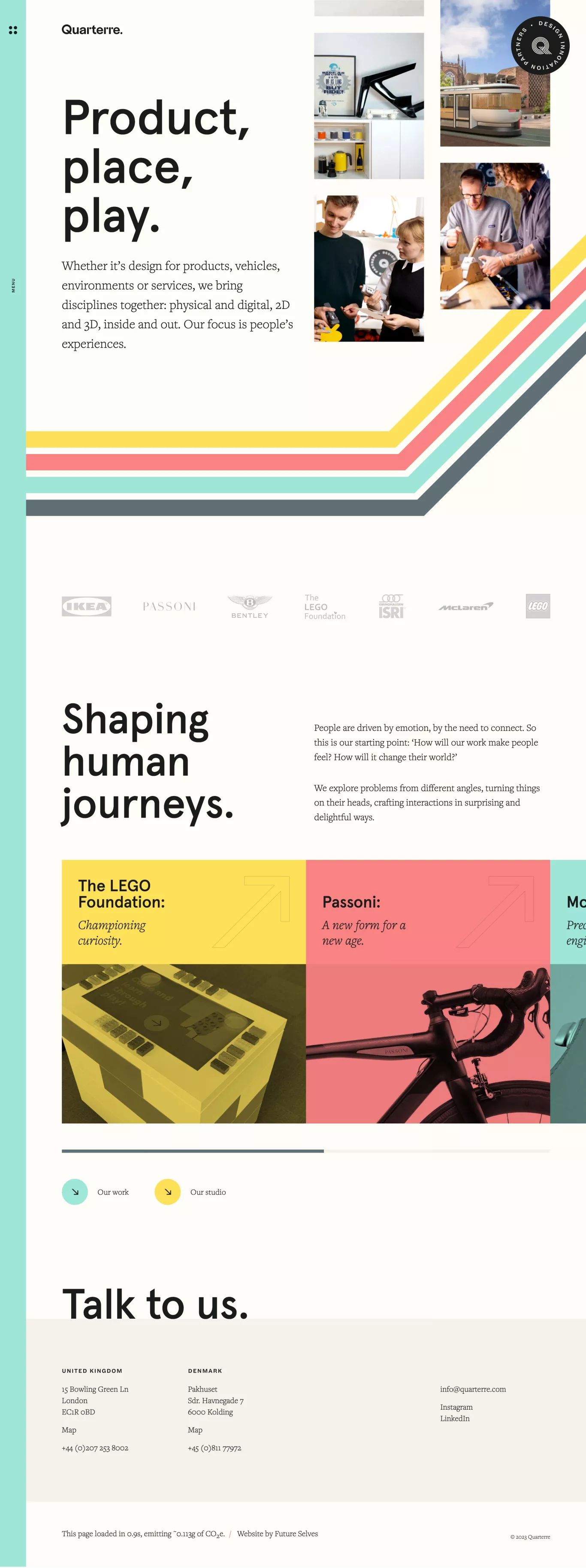 Quarterre / Design Innovation Partners portfolio page screenshot showcasing Design and Tech design