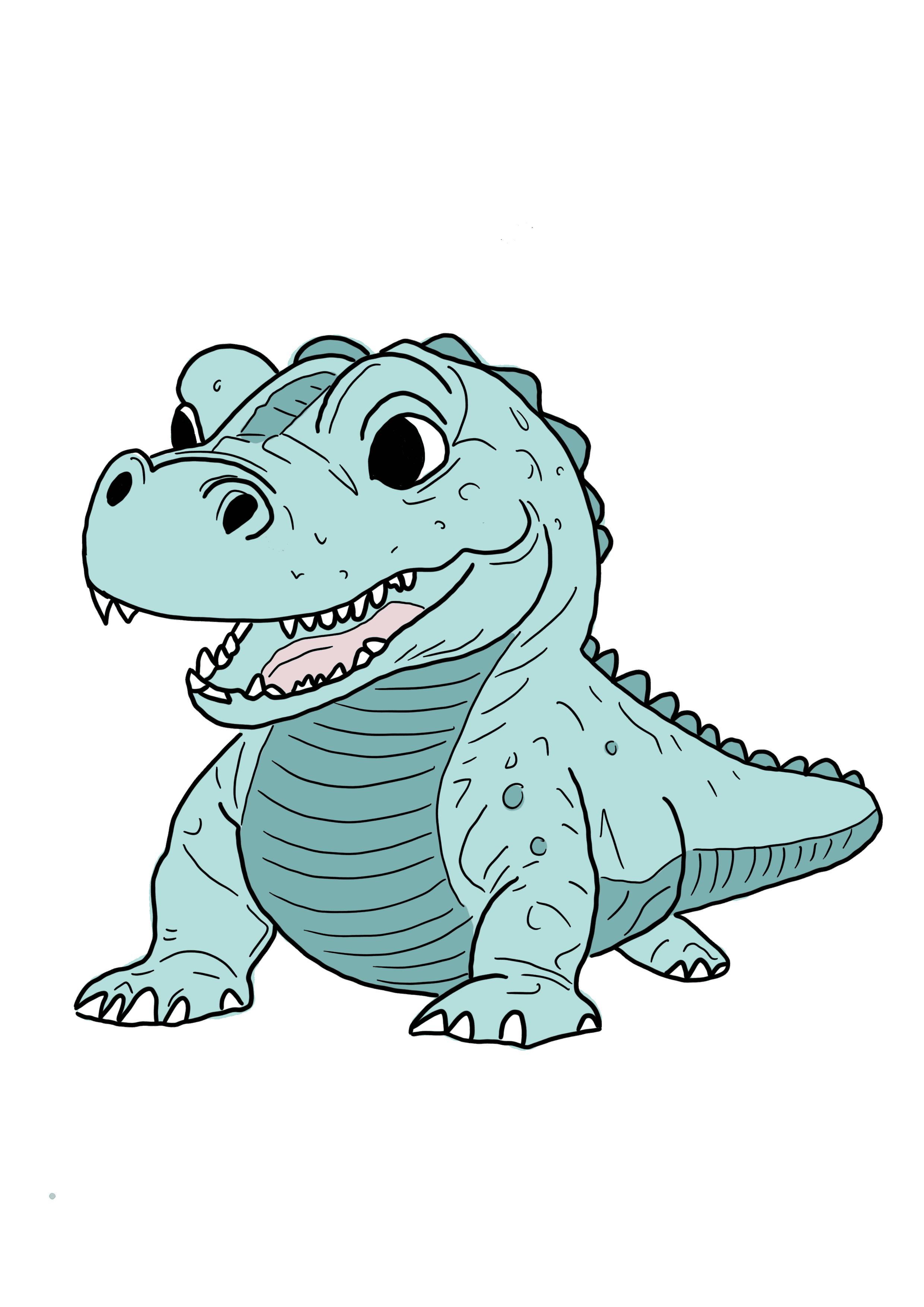 Charakter-Illustration von Krokk, einem Krokkodil.
