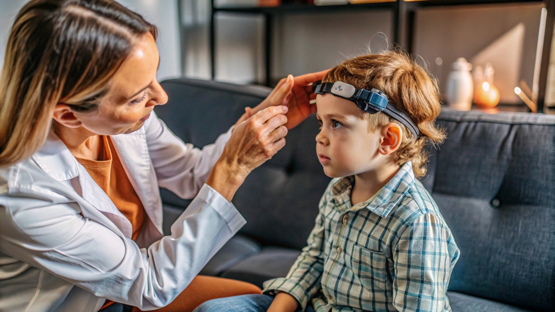 a health professional conducting a neurological examination of a child