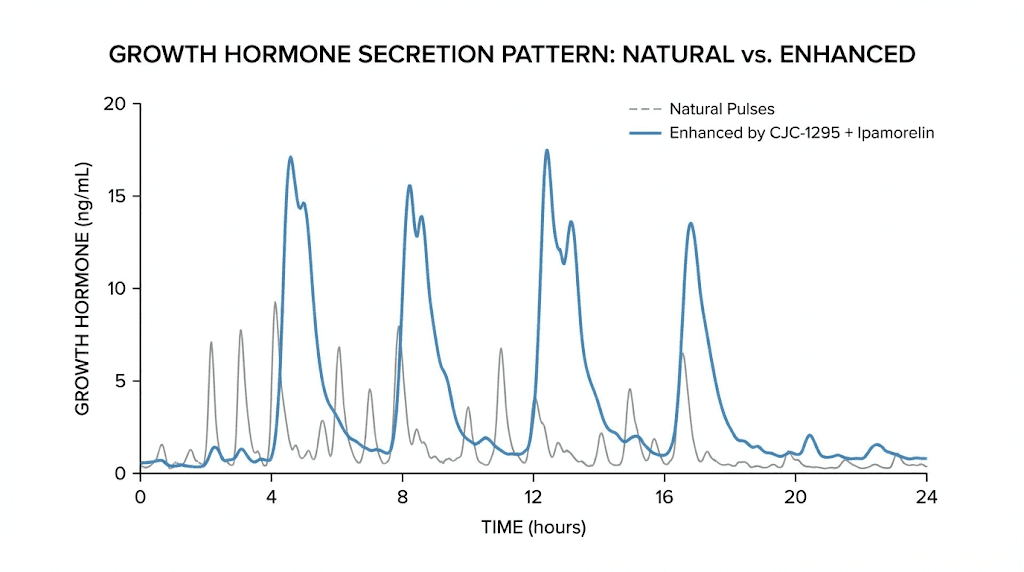 CJC-1295 ipamorelin growth hormone release pattern diagram