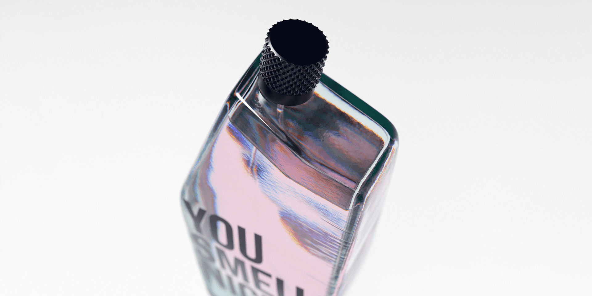 You Smell Nice Packaging Design – Flakon vor neutralem Hintergrund