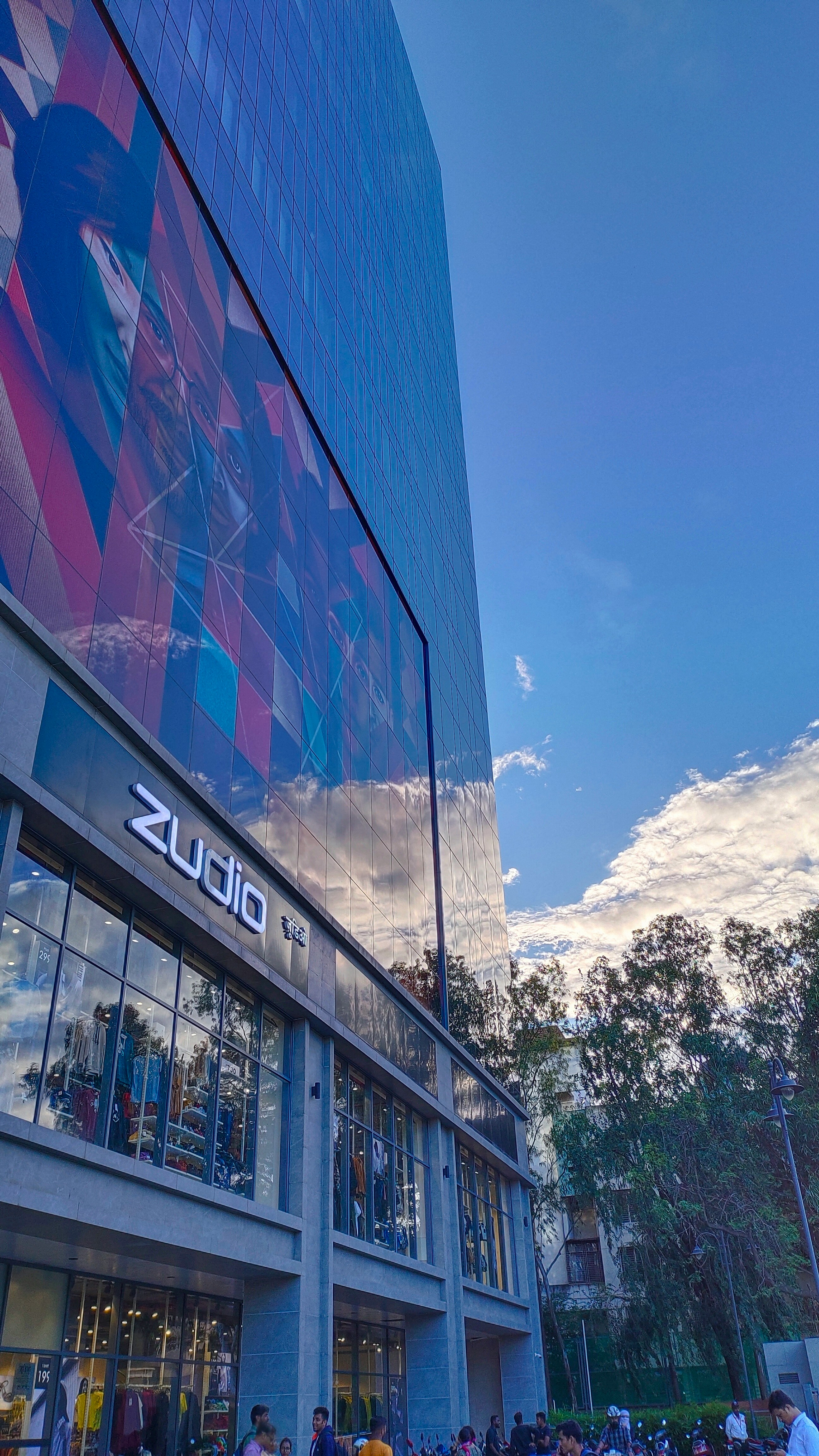 a building with a glass wall