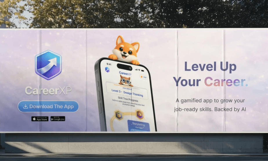 Confident woman in a tan suit holding a resume in a bright office, with colleagues working in the background.