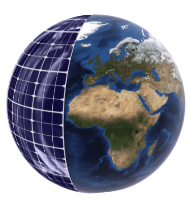 Solar energy powering the earth clean renewable energy icon