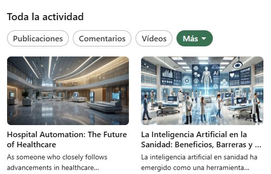 Pantalla de Linkedin con articulos y creacion de contenido con inteligencia artificial.