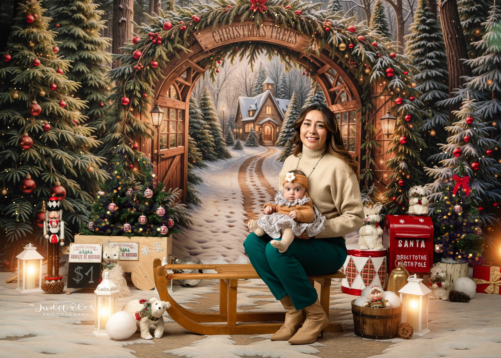 bebé de 3 meses en su sesión navideña