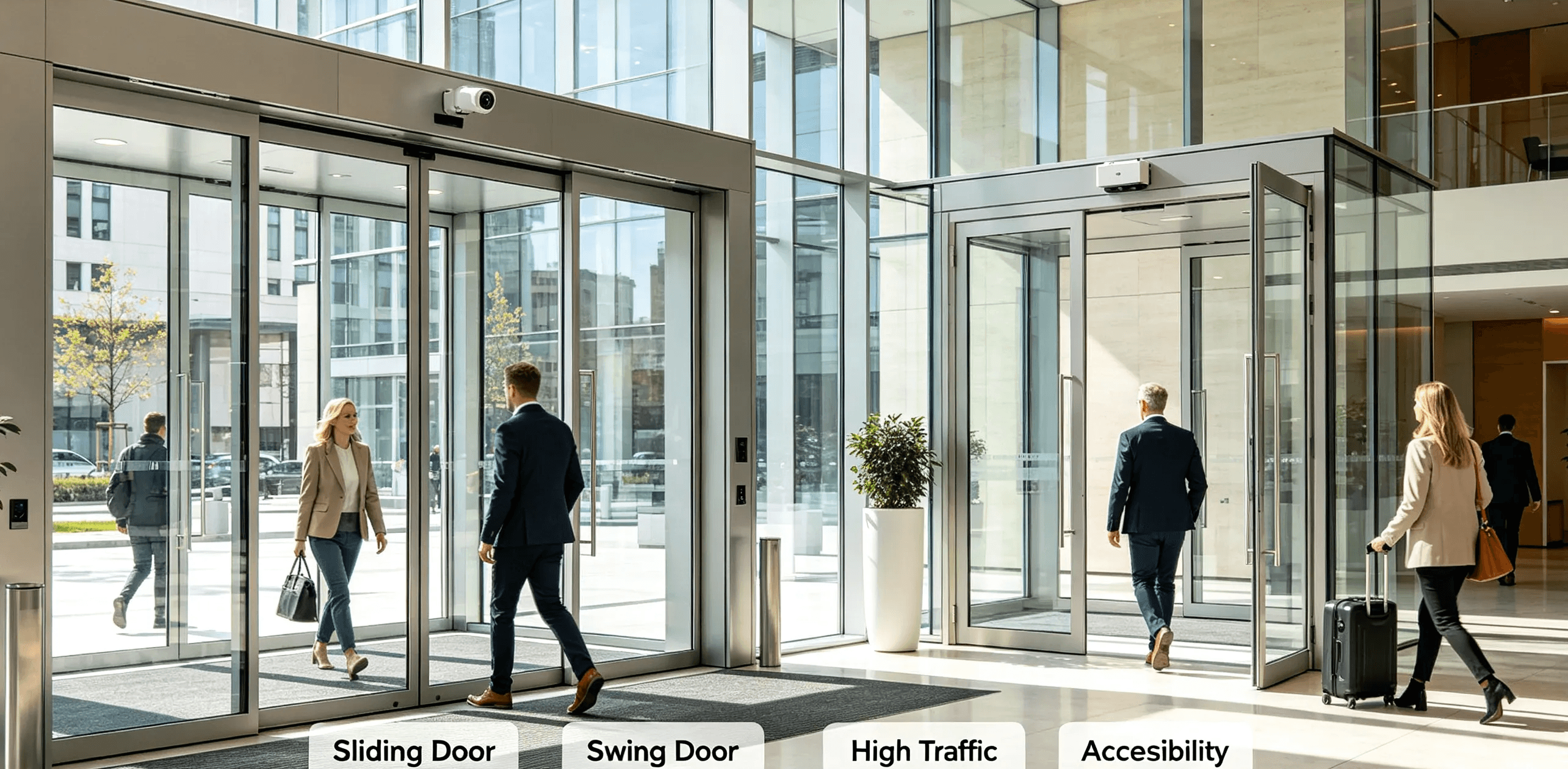 Comparison of sliding and swing automatic door solutions for commercial buildings