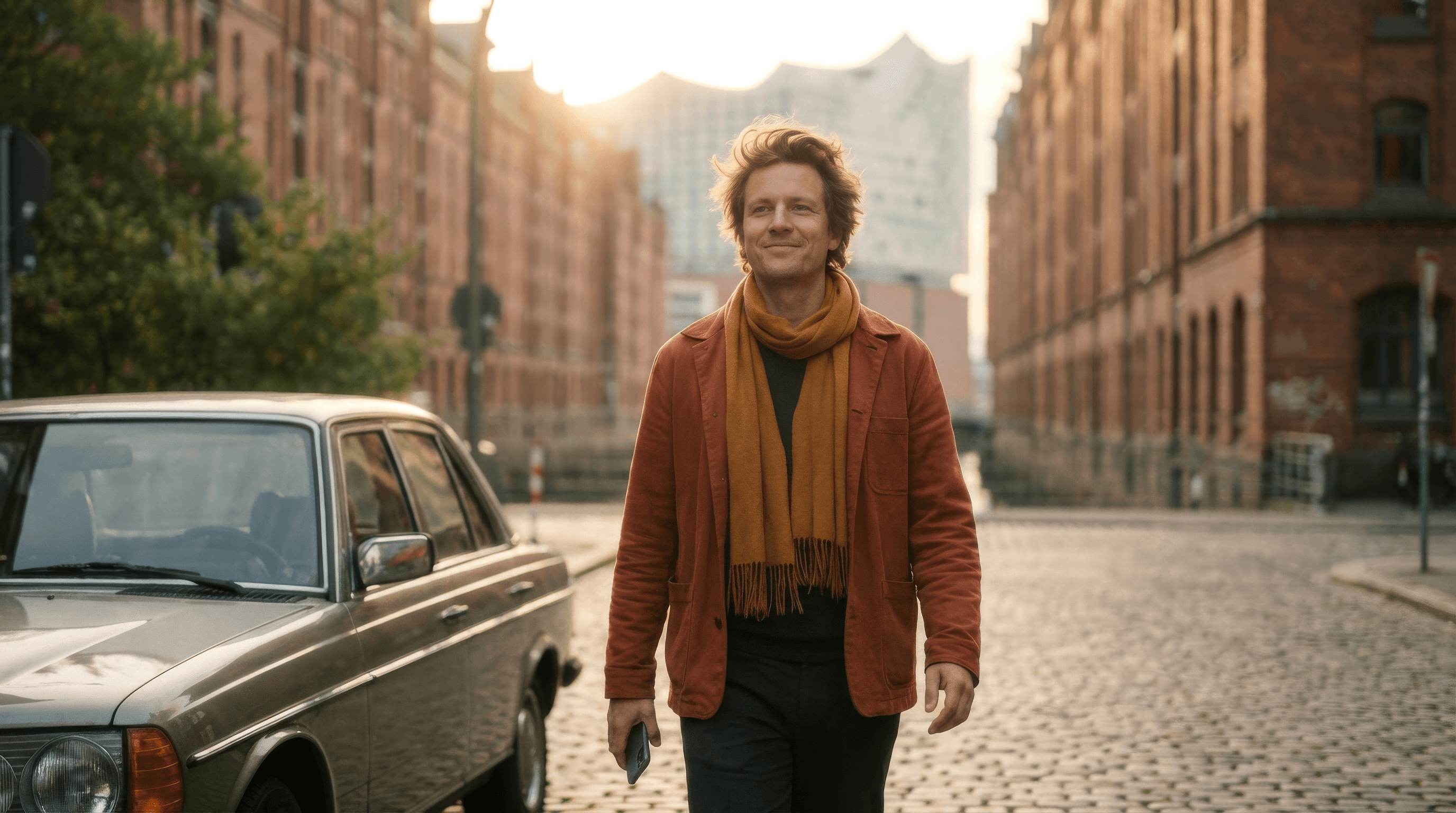 two people looking at a tablet and smiling