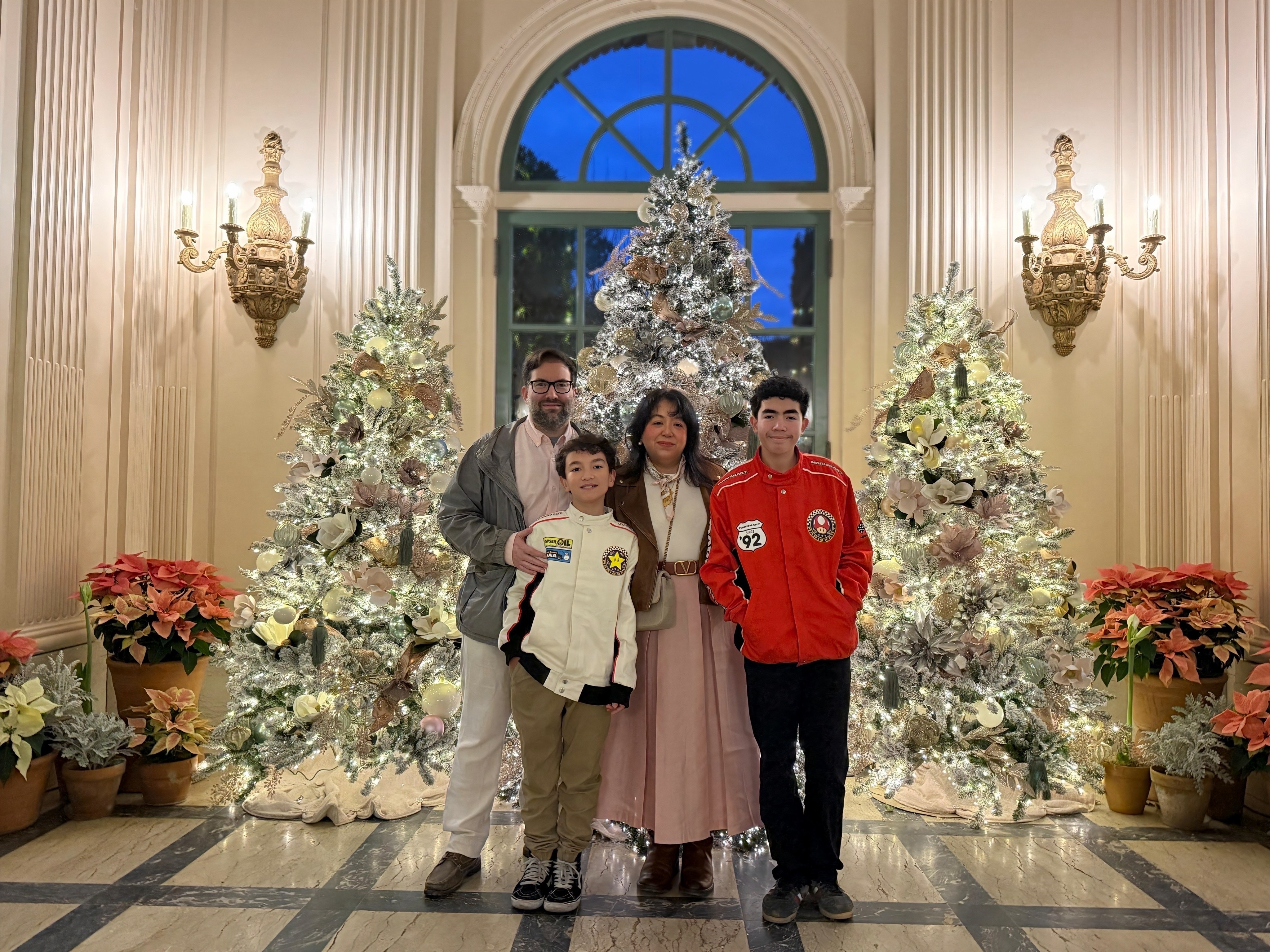 A school building stands against the backdrop of a clear sky