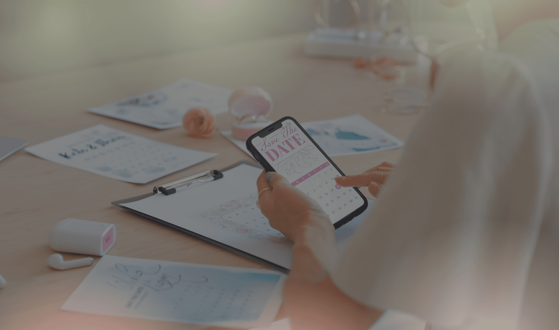 Wedding planner in a desk organizing the party details