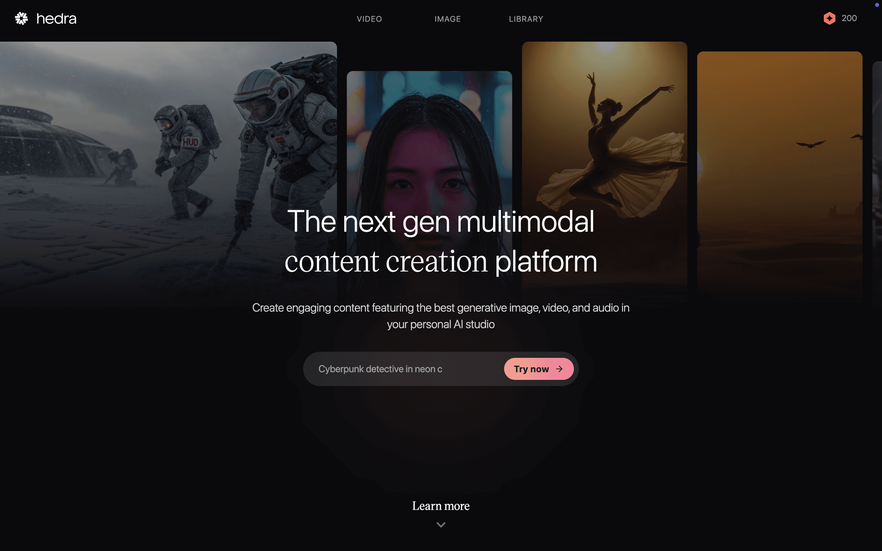 Screenshot van homepage Hedra AI website