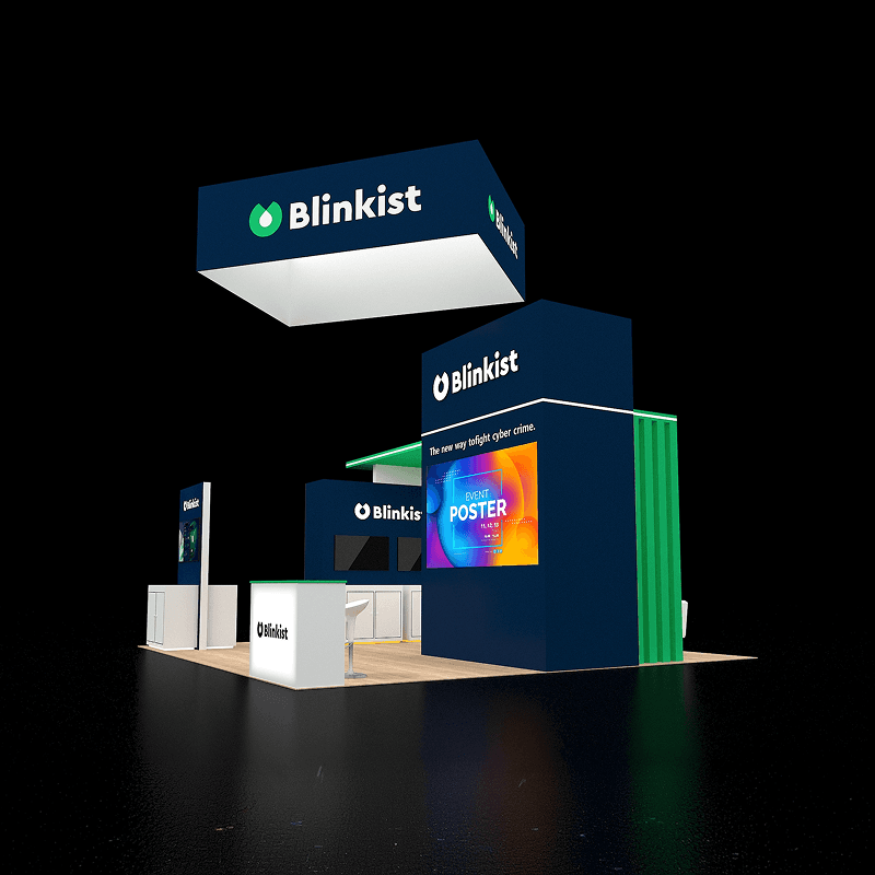20x20 energy technology trade show booth for product demos and customer meetings