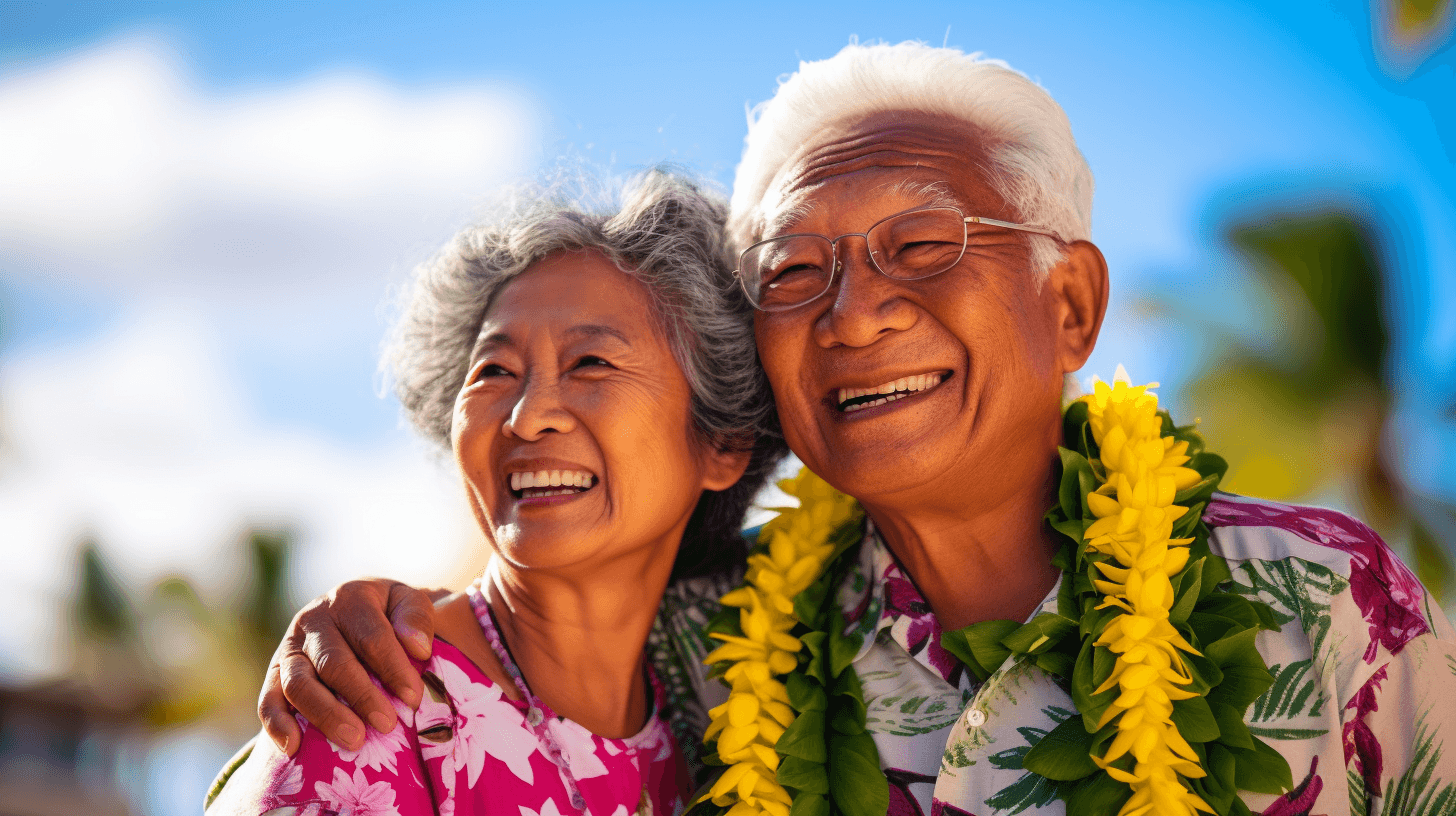 hawaii senior citizen healthcare marketing stock photo