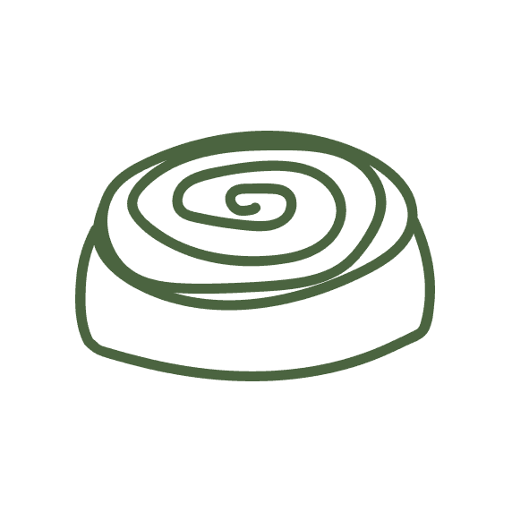 A line drawing of a slice of layered cake on a plate