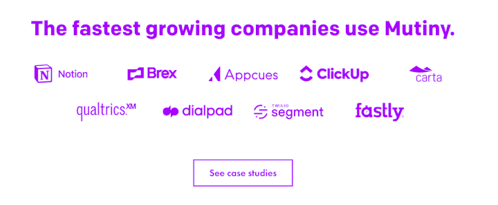 That Amplitude was using Mutiny warmed the seats for Segment to come onboard. Segment paved the way for Carta. Carta for Notion, and Notion for ClickUp. 