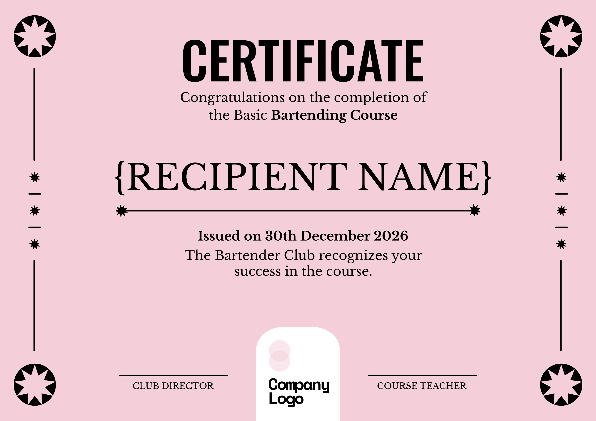 Wauld - Minimalistic and professional bartending course completion template