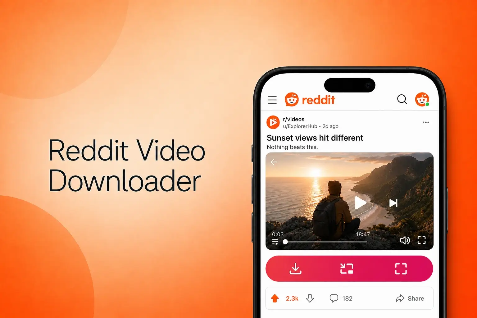 Downloading a Reddit video in Quetta Browser on a mobile device