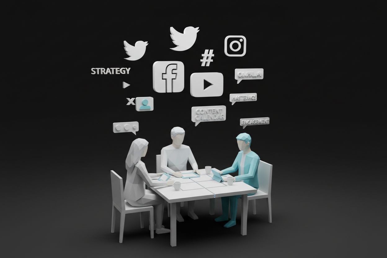 Team planning AI driven social campaigns