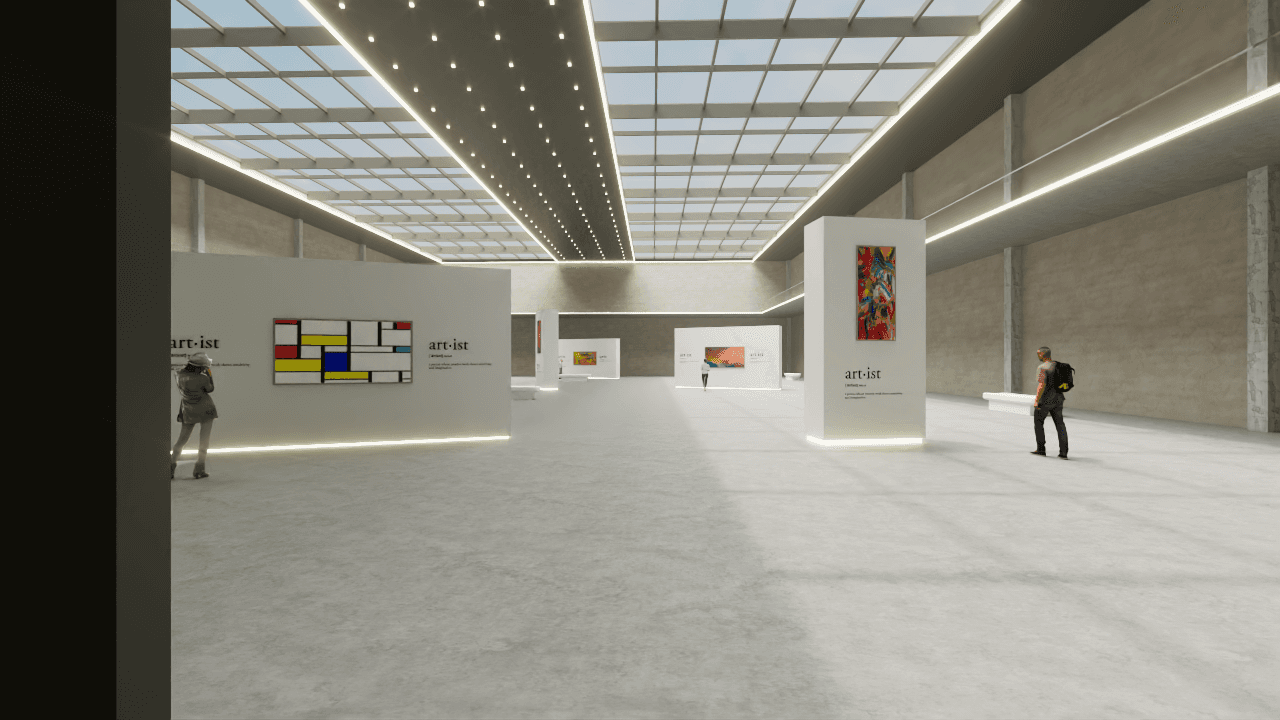 3D render of the virtual art gallery