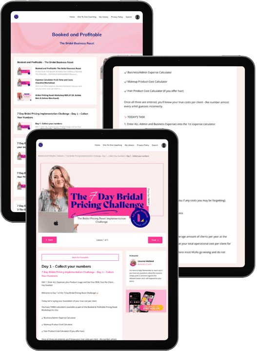 Booked and Profitable workshop, calculator and challenge preview