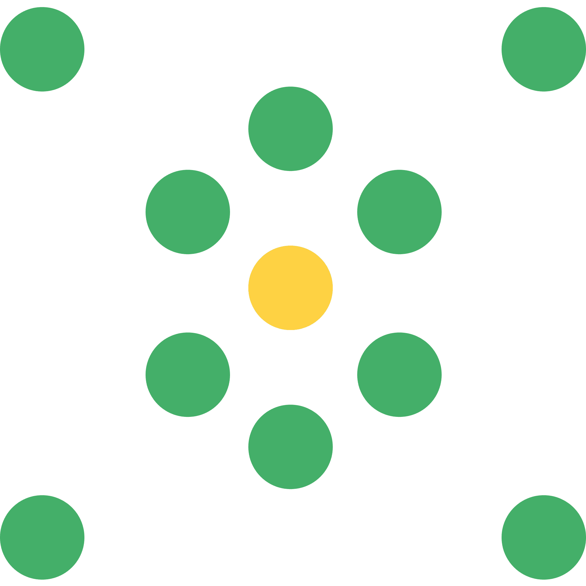 Abstract graphic of green circles surrounding a central yellow circle