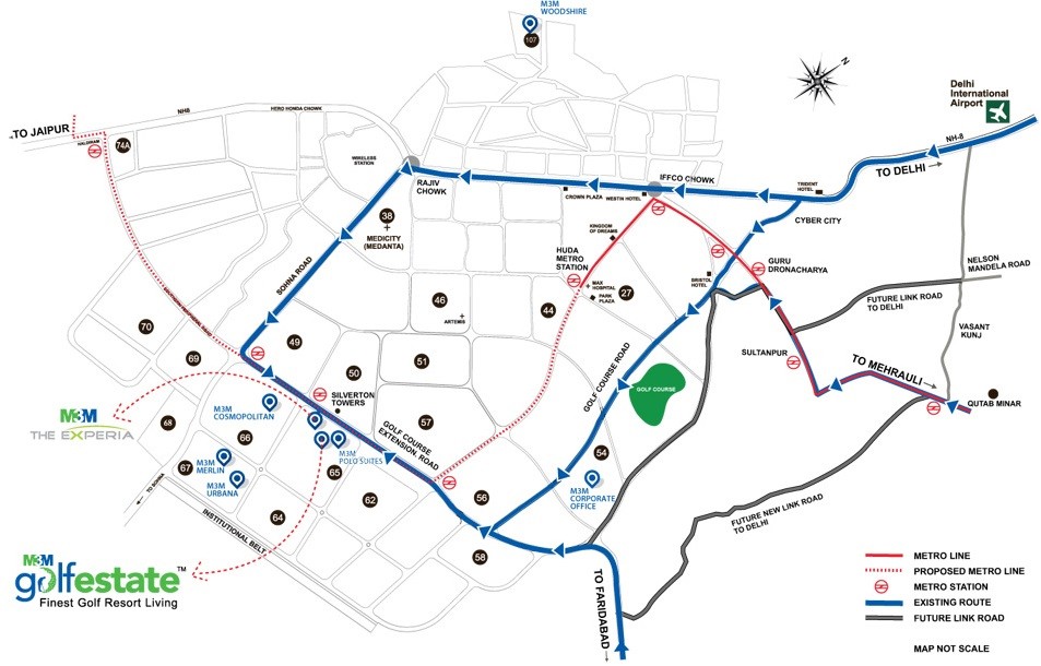 m3m golf estate sector 65 location map