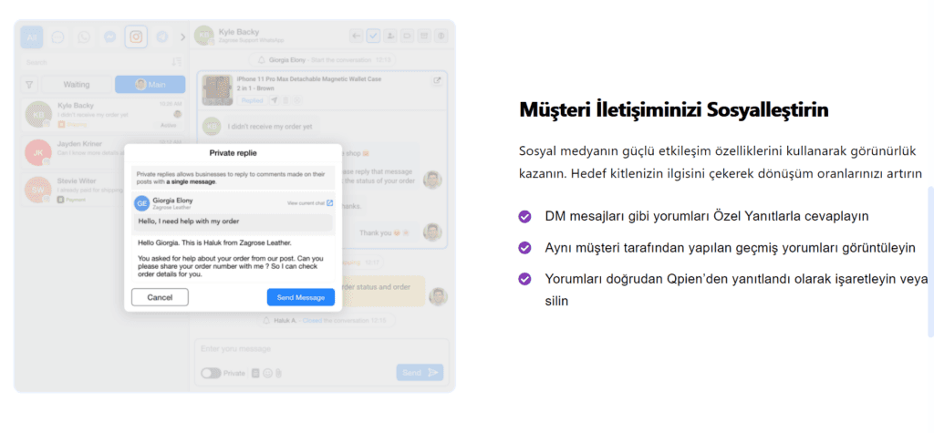 qpien, çok kanallı destek, Instagram müşteri hizmetleri, sosyal medya müşteri hizmetleri
