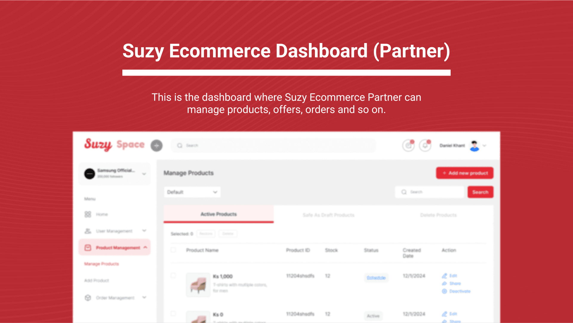 Suzy Ecommerce Dashboard