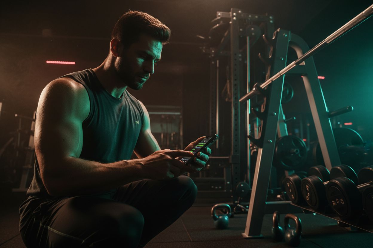 Person reviewing a workout plan on a phone