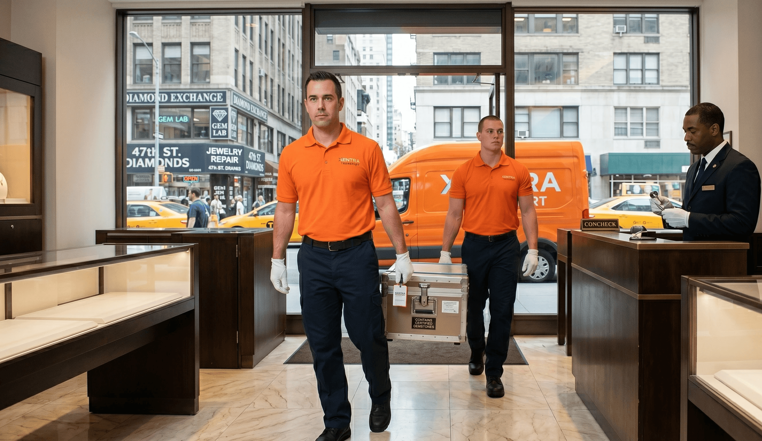 xentra transport courier handling insured jewelry delivery in nyc diamond district