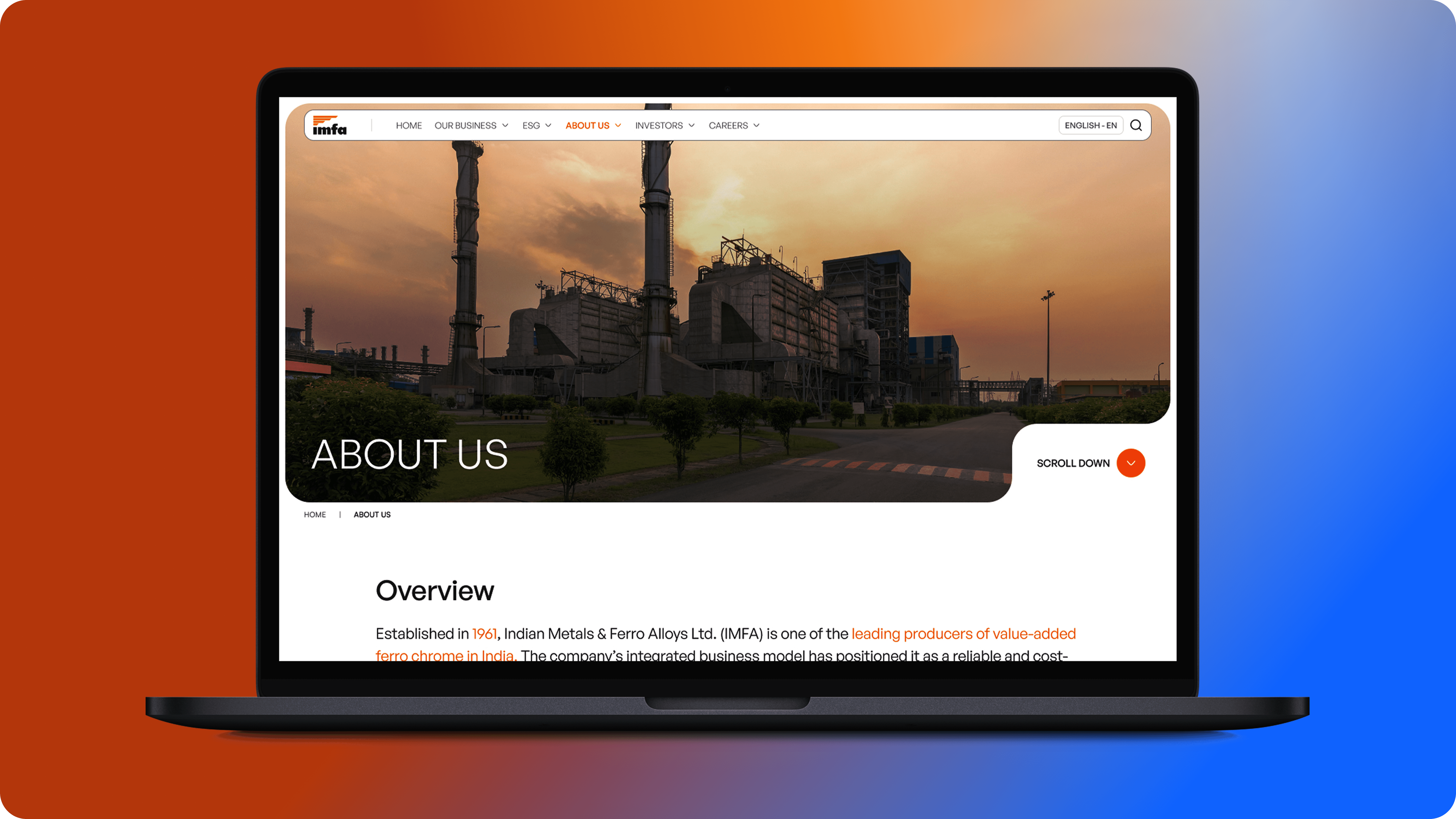 IMFA about us page mockup image