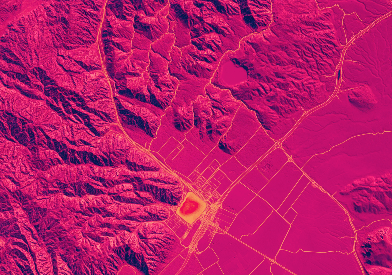 a thermal overhead map view of a map in california