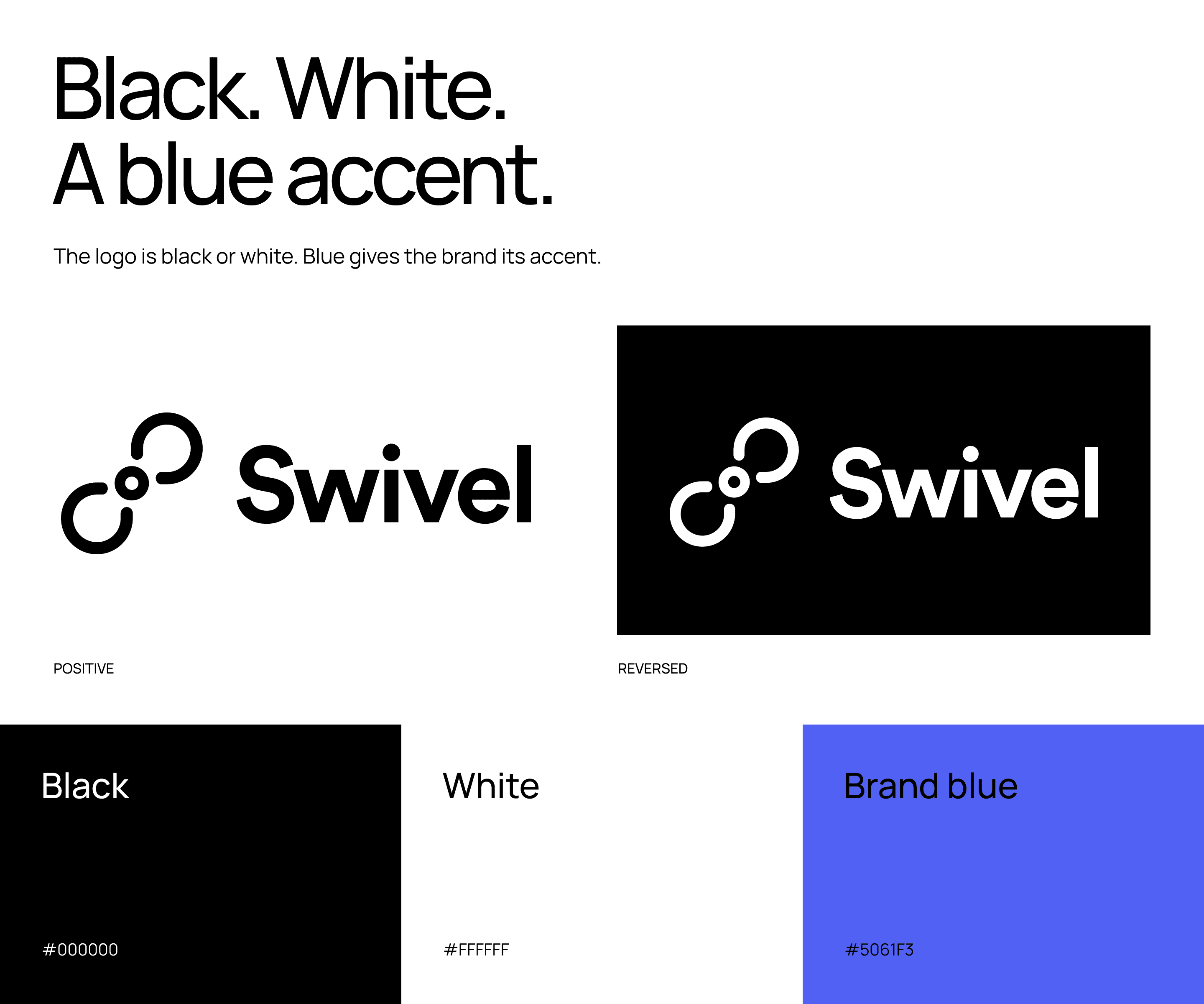 Monochrome mark, blue accent