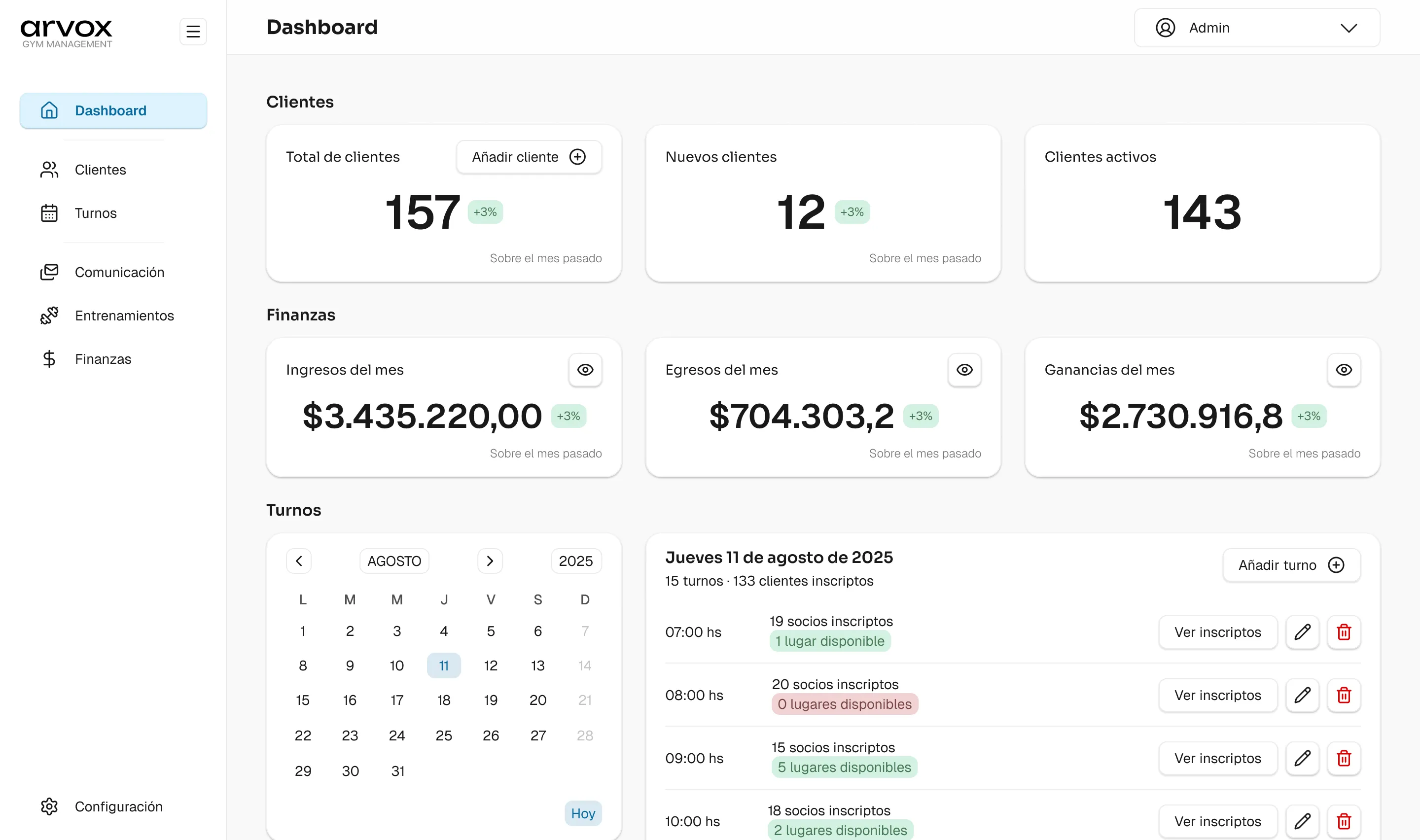 Arvox Studio - Diseño UX/UI de Arvox Gym Management