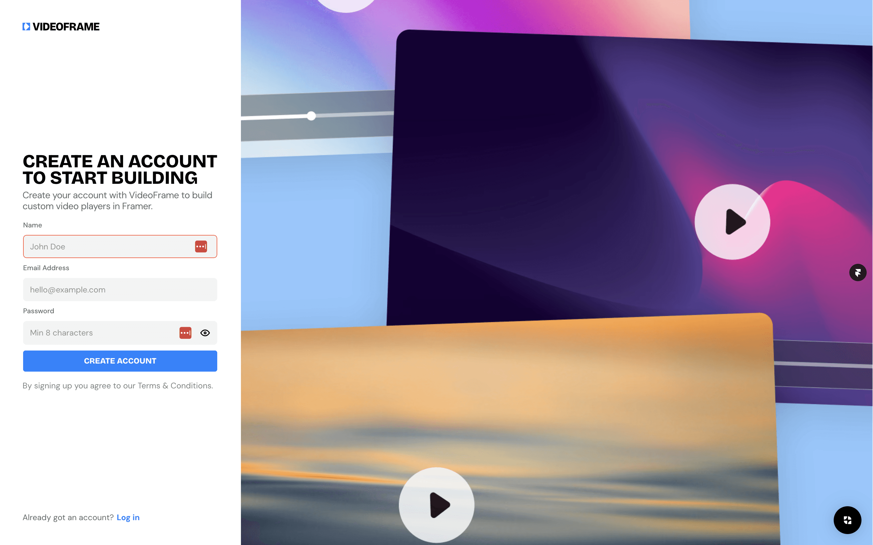 Videoframe uses thenty for authentication