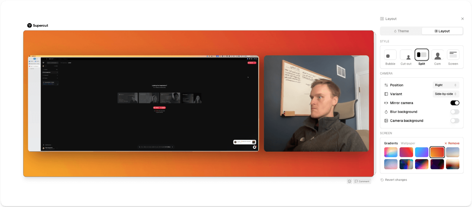 Supercut's video layout editor