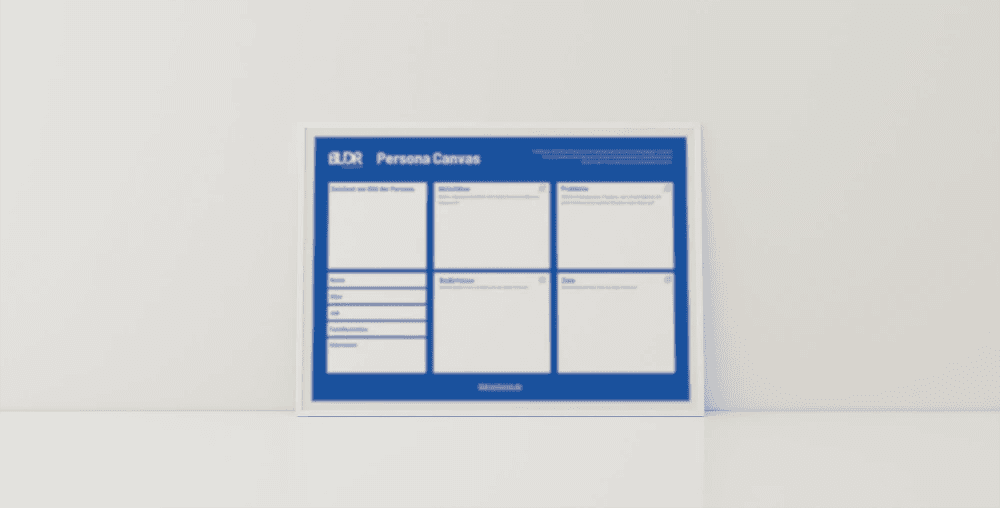 Persona Canvas-Diagramm auf einer weißen Fläche.