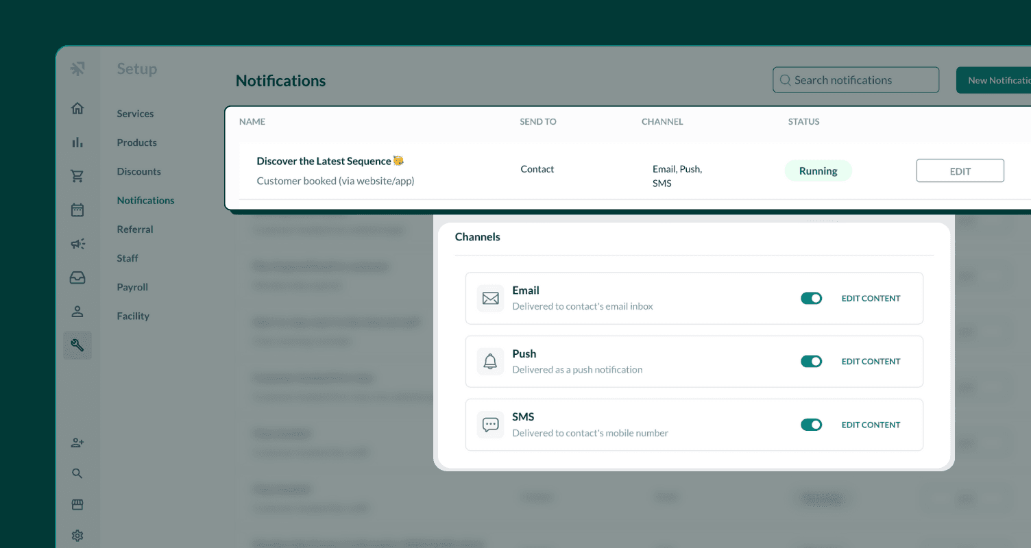 multi channel notifications for fitness studios