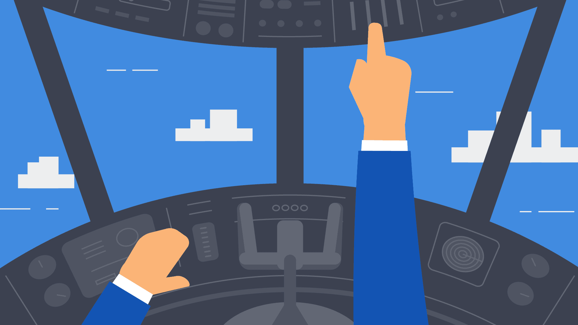 Vector illustration of a airplane cockpit.