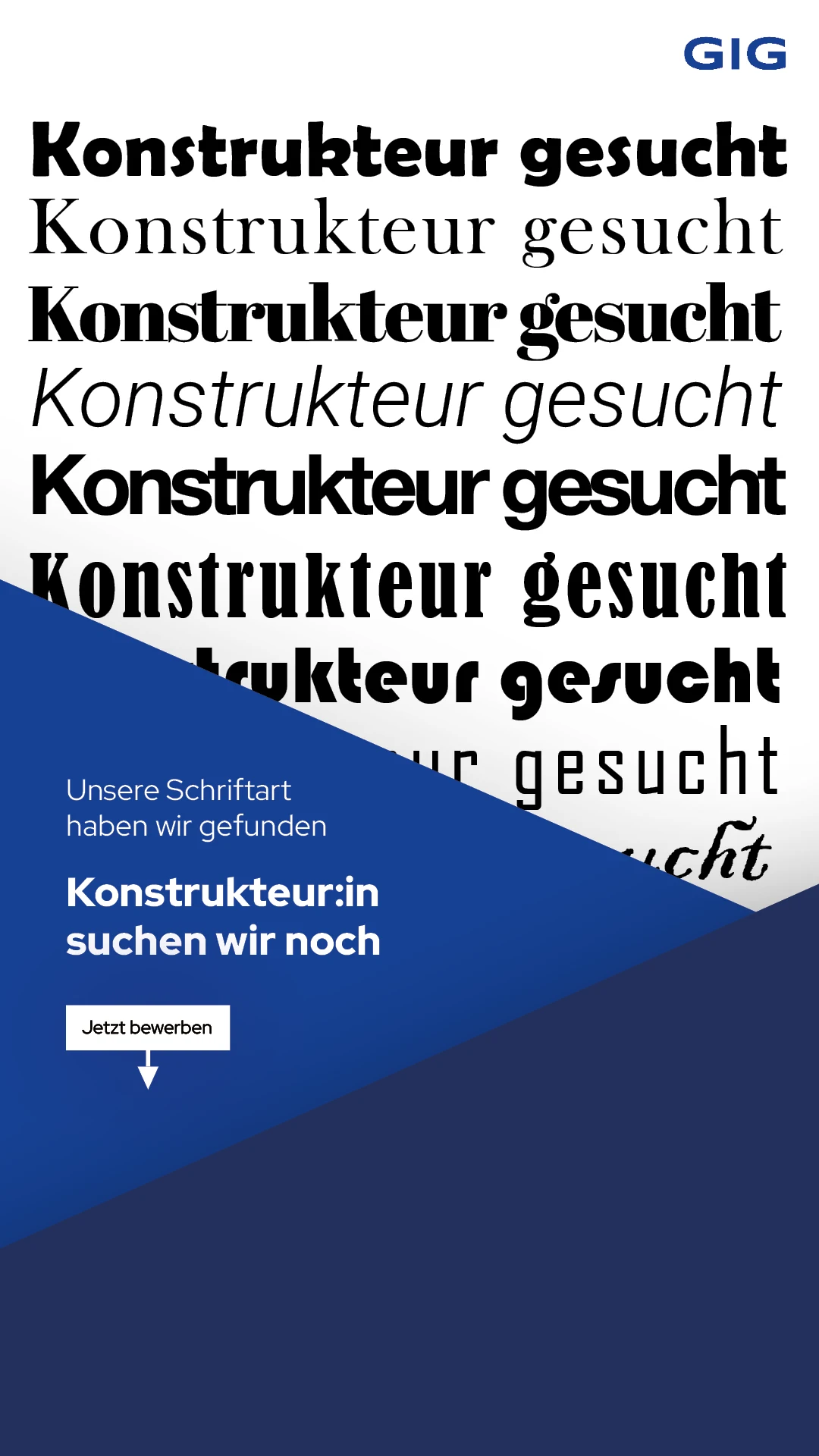 Typografische Recruiting-Anzeige