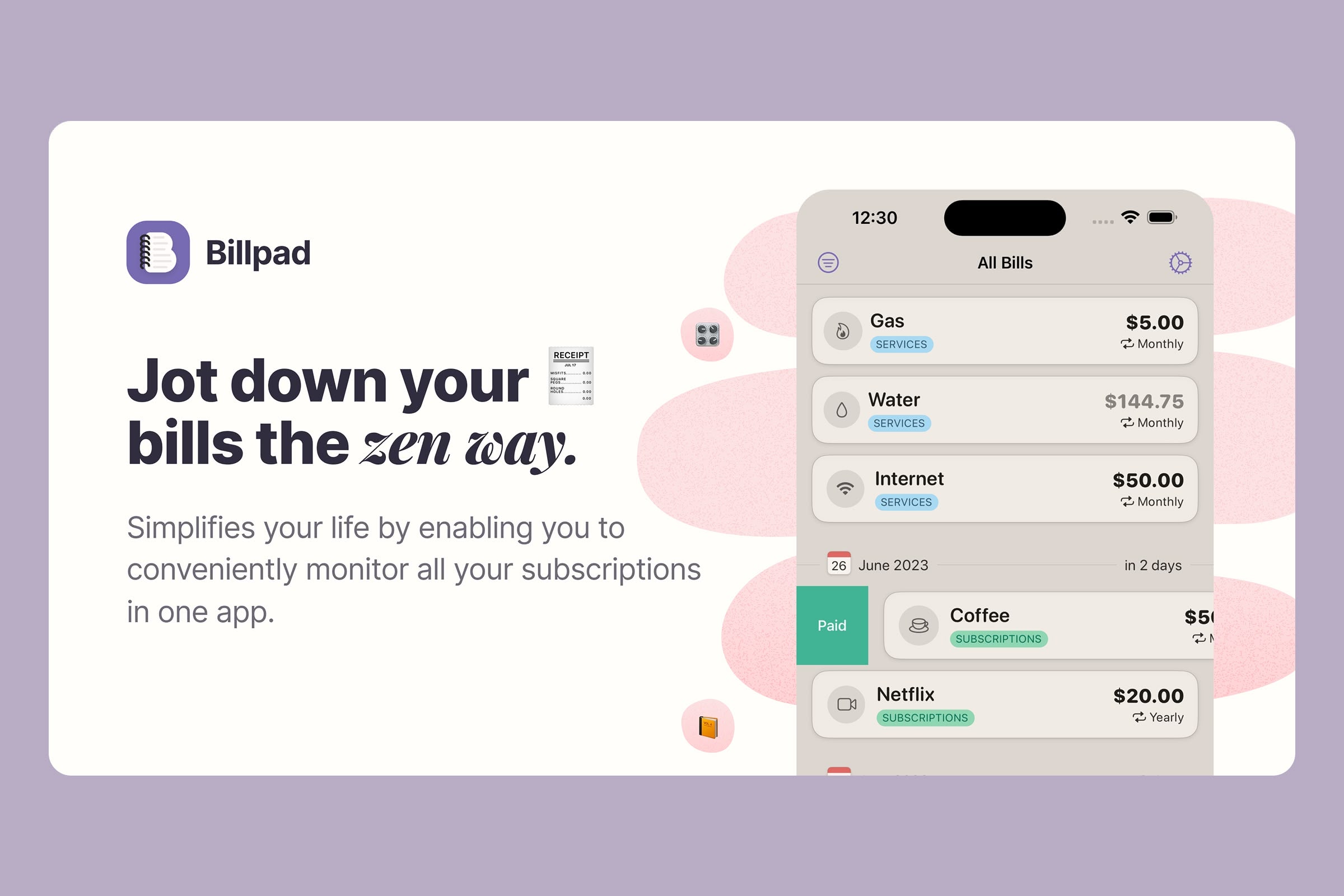 billpad landing page