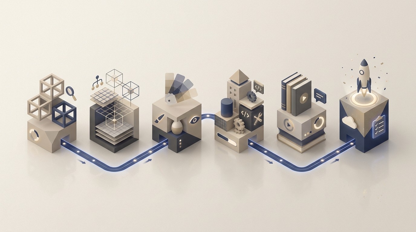 Zeitplan einer Website Erstellung mit sechs Projektphasen von Briefing bis Launch