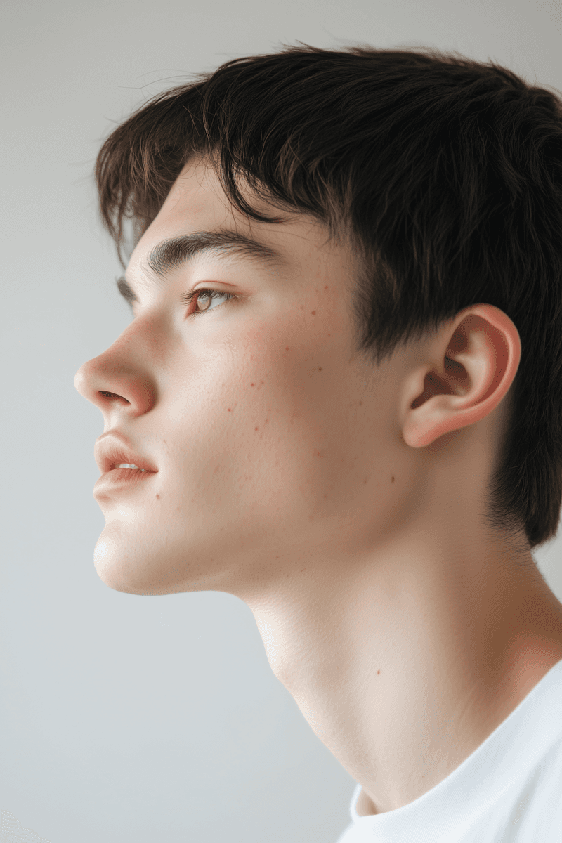 Side face view of young handsome boy