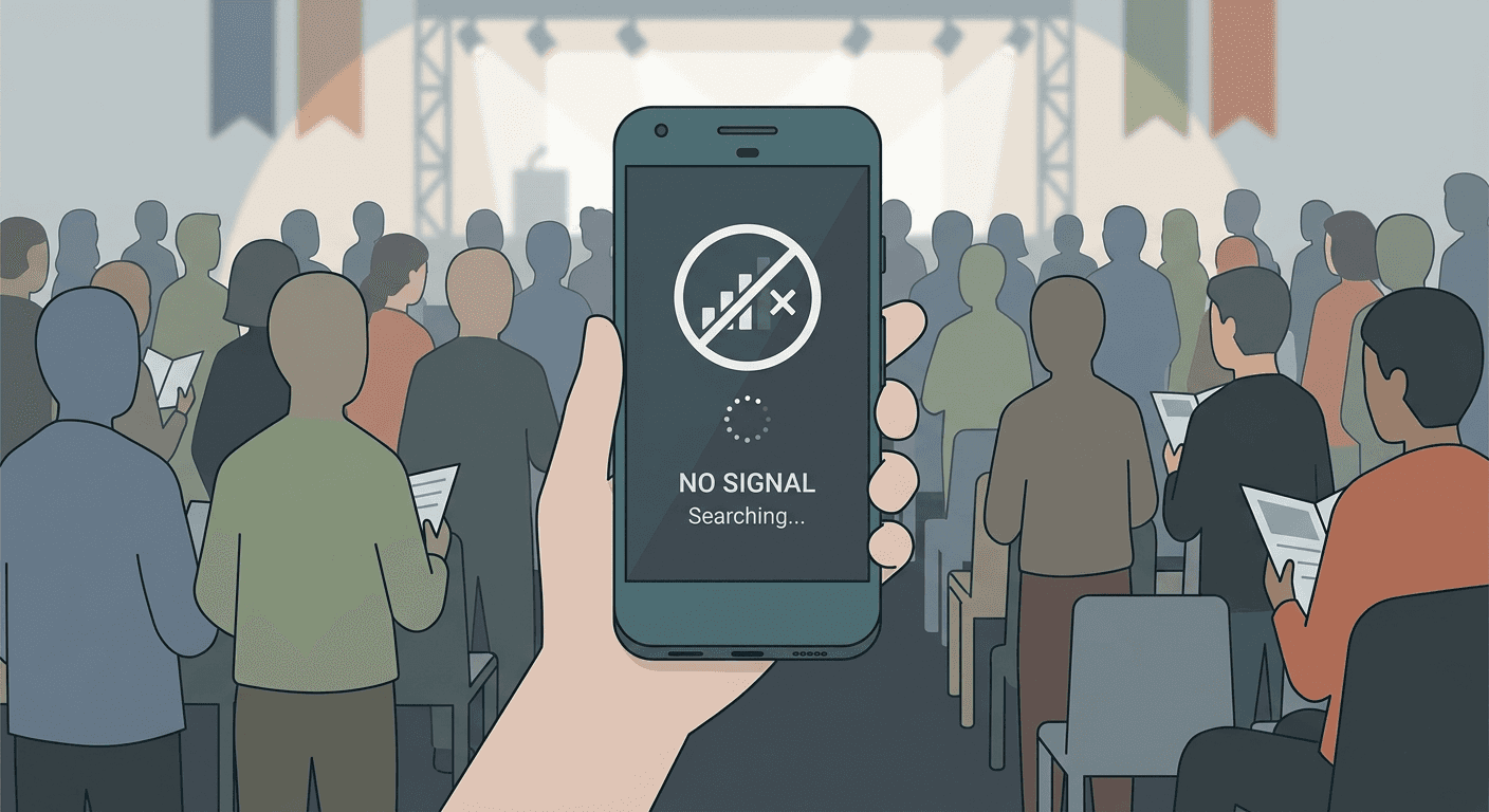 no internet connection at a busy conference