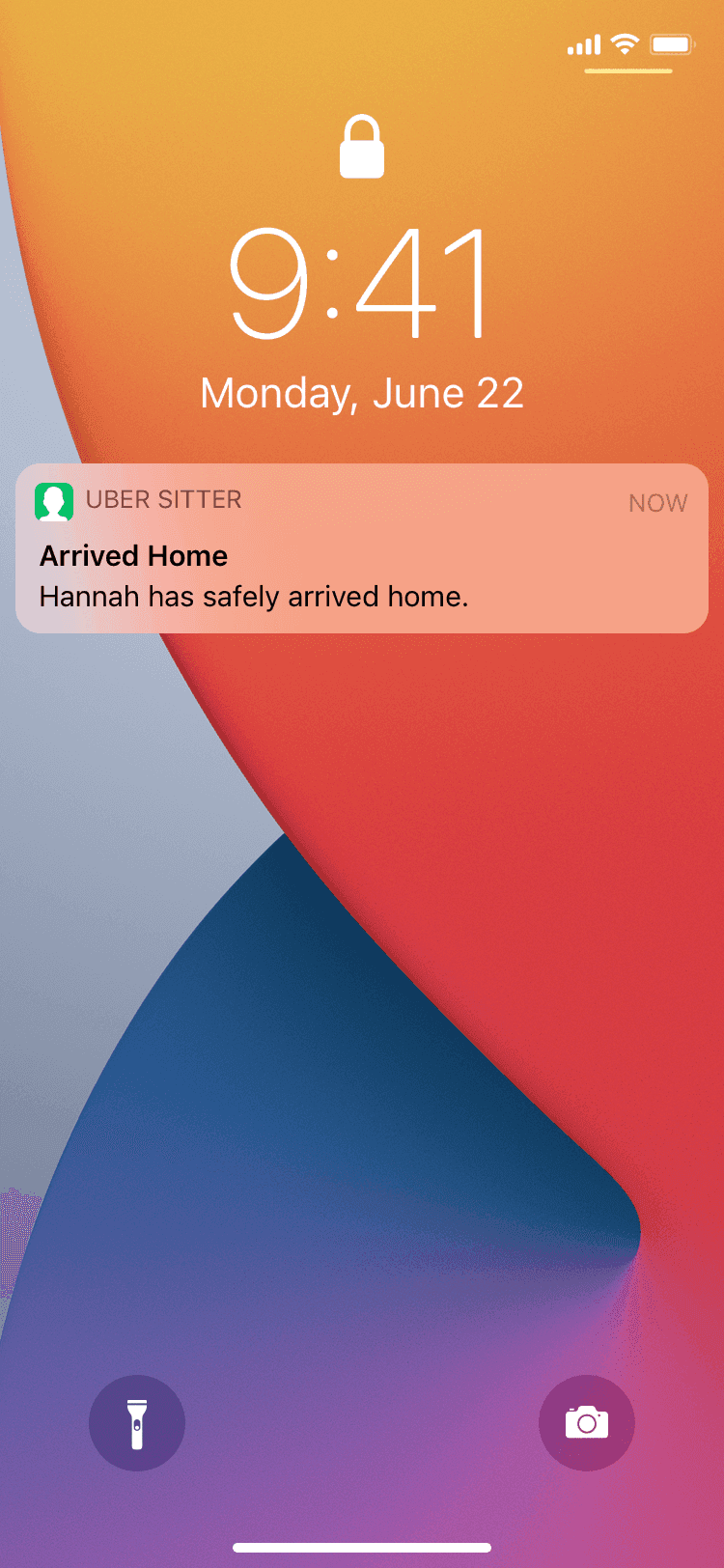 Final child arrived home mobile notification