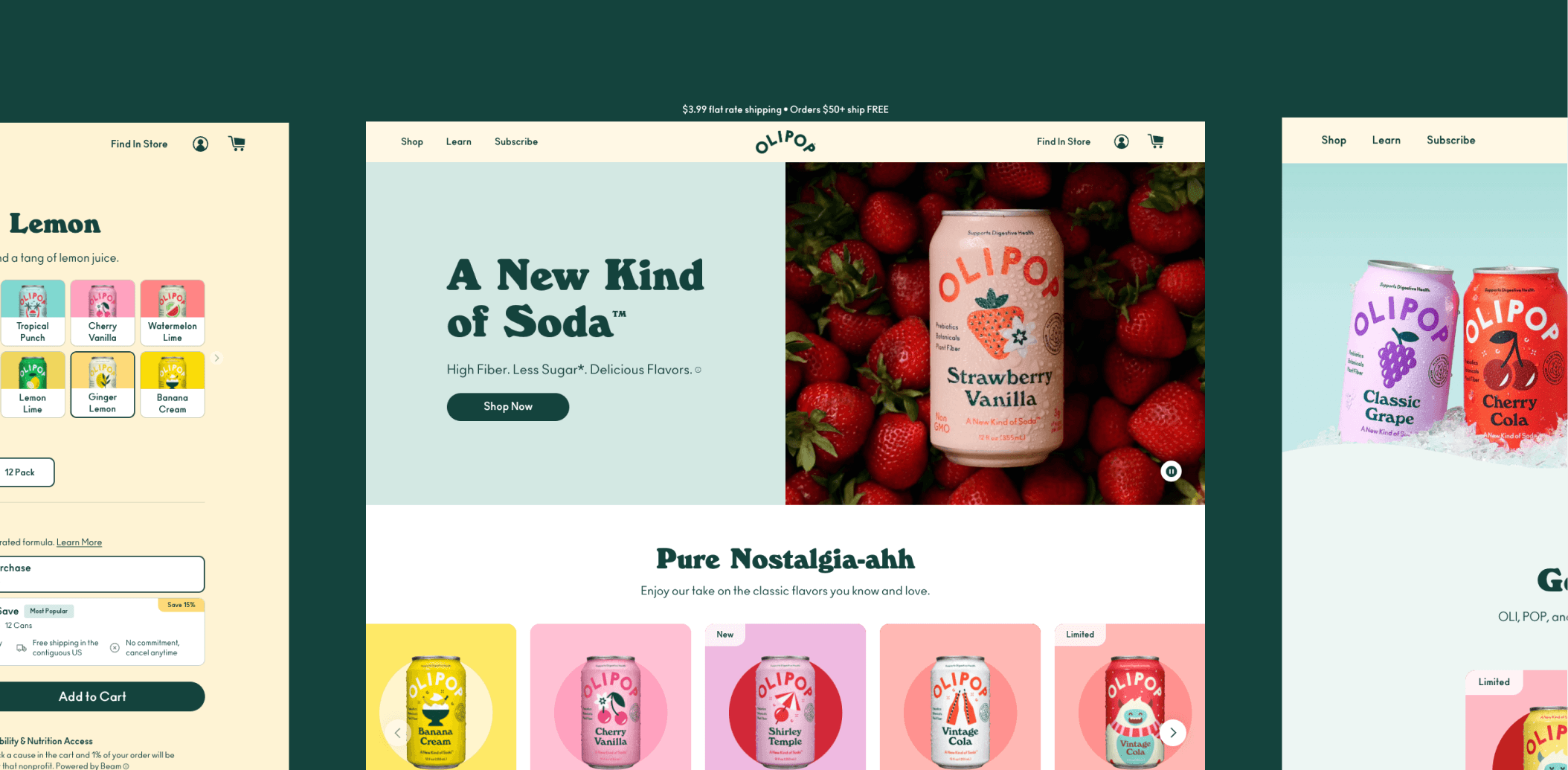 OLIPOP Shopify Plus homepage featuring seasonal flavour launch