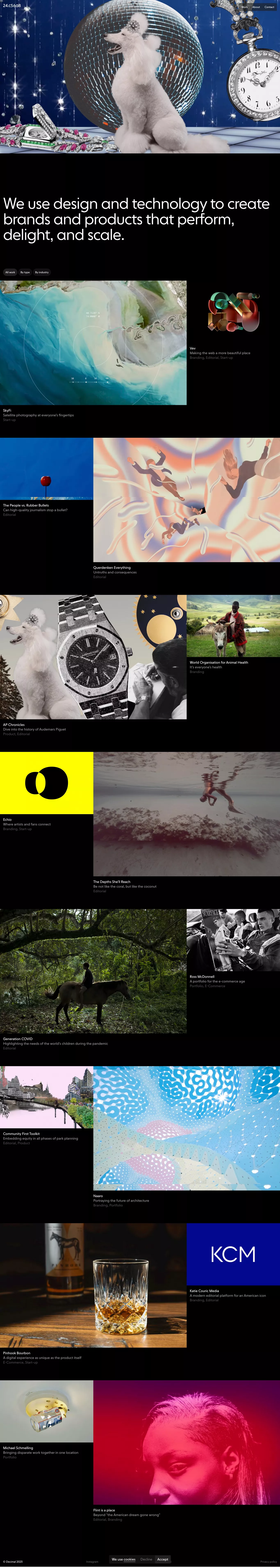 Decimal. portfolio page screenshot showcasing Design and Tech design