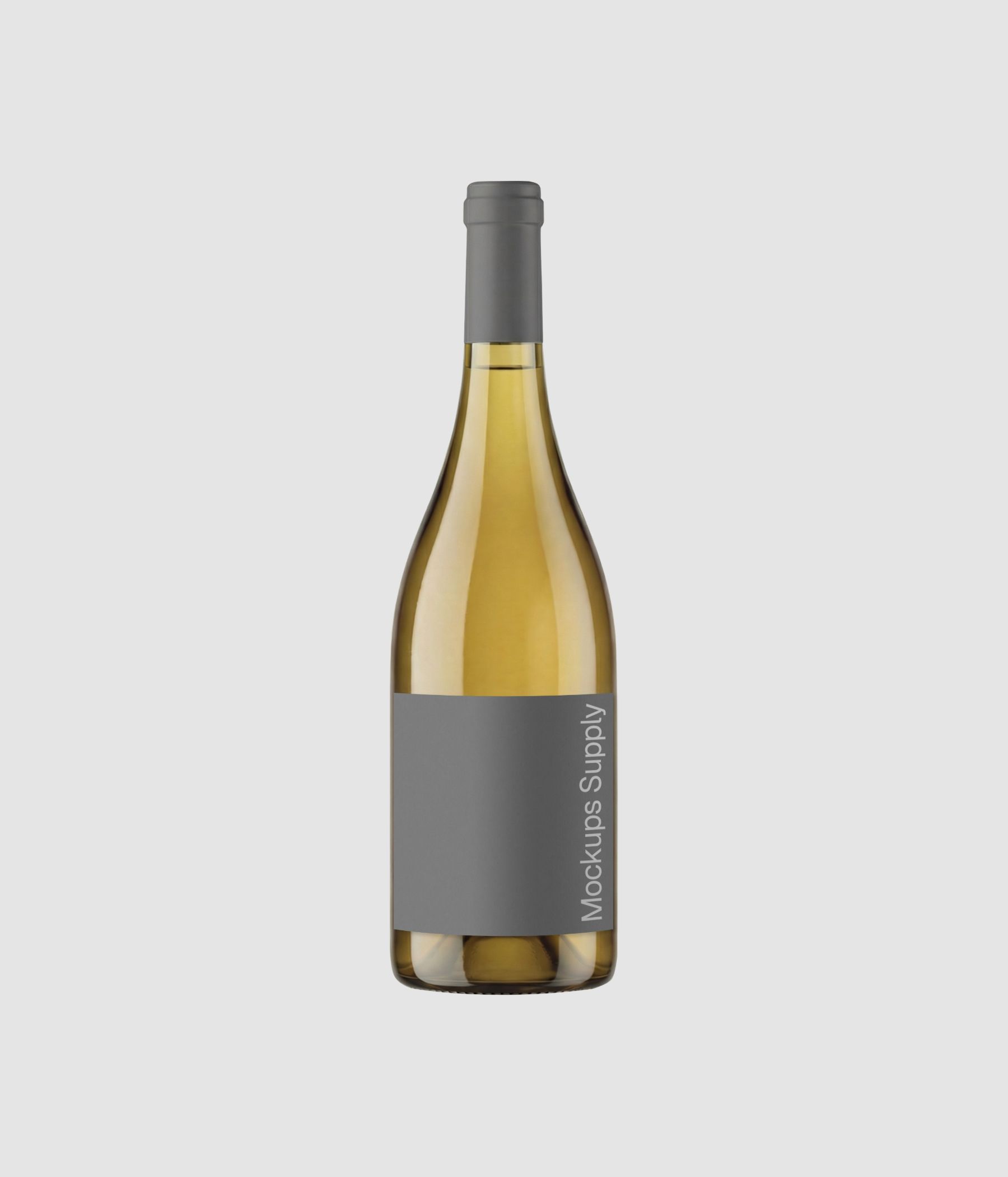 Realistic label mockup on white wine bottle for packaging and winery identity design