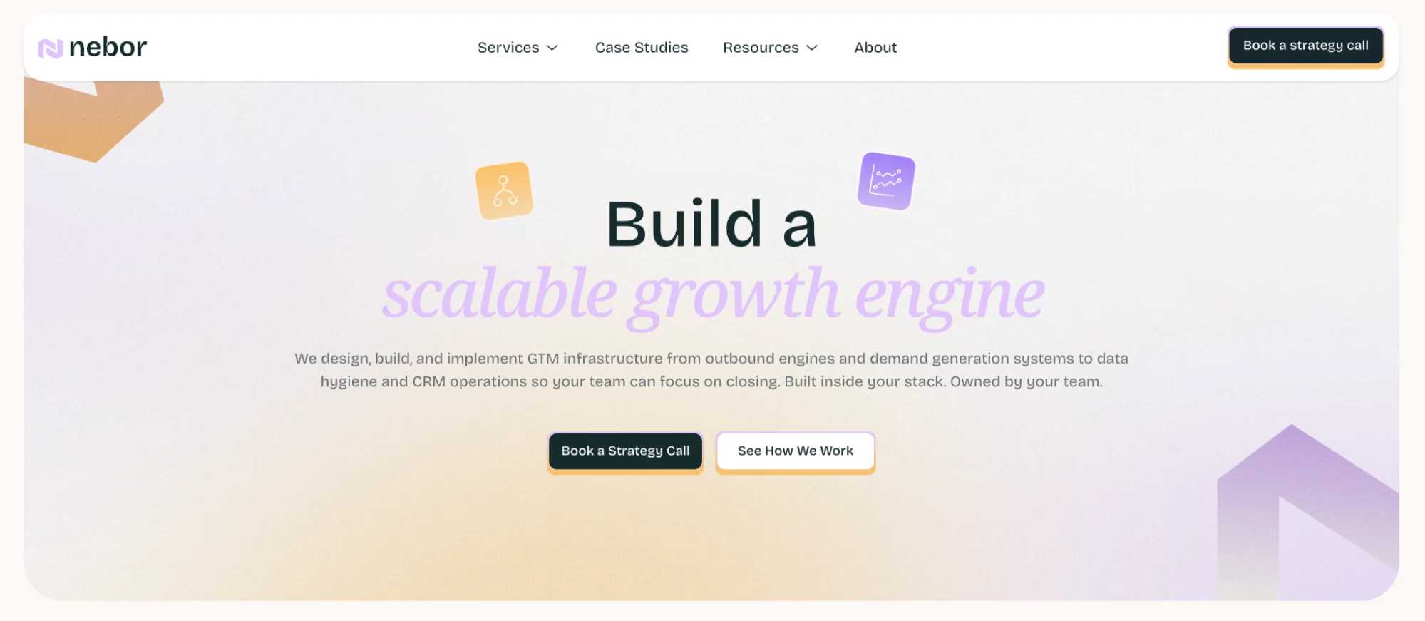 Nebor homepage: B2B GTM systems and sales automation agency